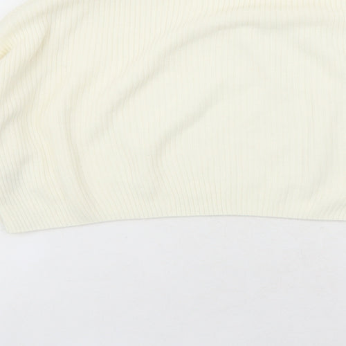 PRETTYLITTLETHING Womens Ivory Roll Neck Acrylic Pullover Jumper Size S
