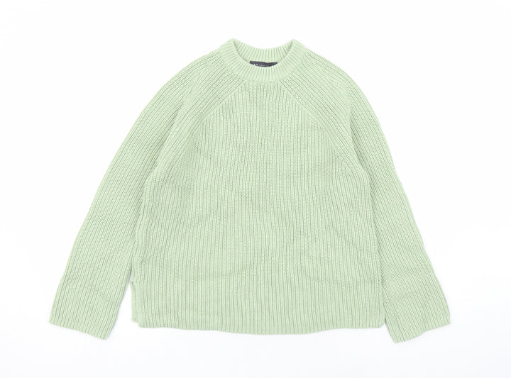 Marks and Spencer Womens Green Round Neck Acetate Pullover Jumper Size S