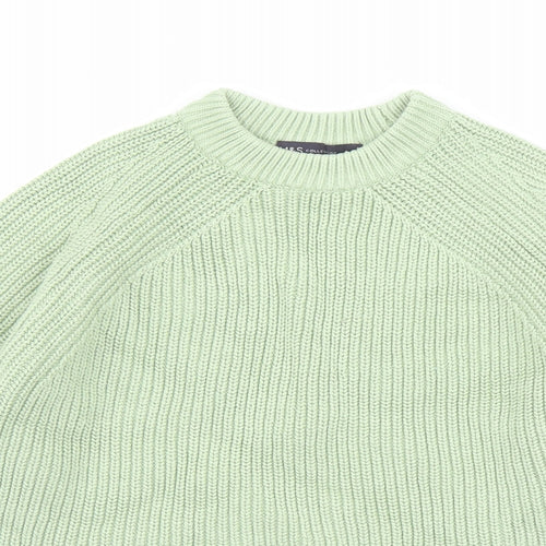 Marks and Spencer Womens Green Round Neck Acetate Pullover Jumper Size S