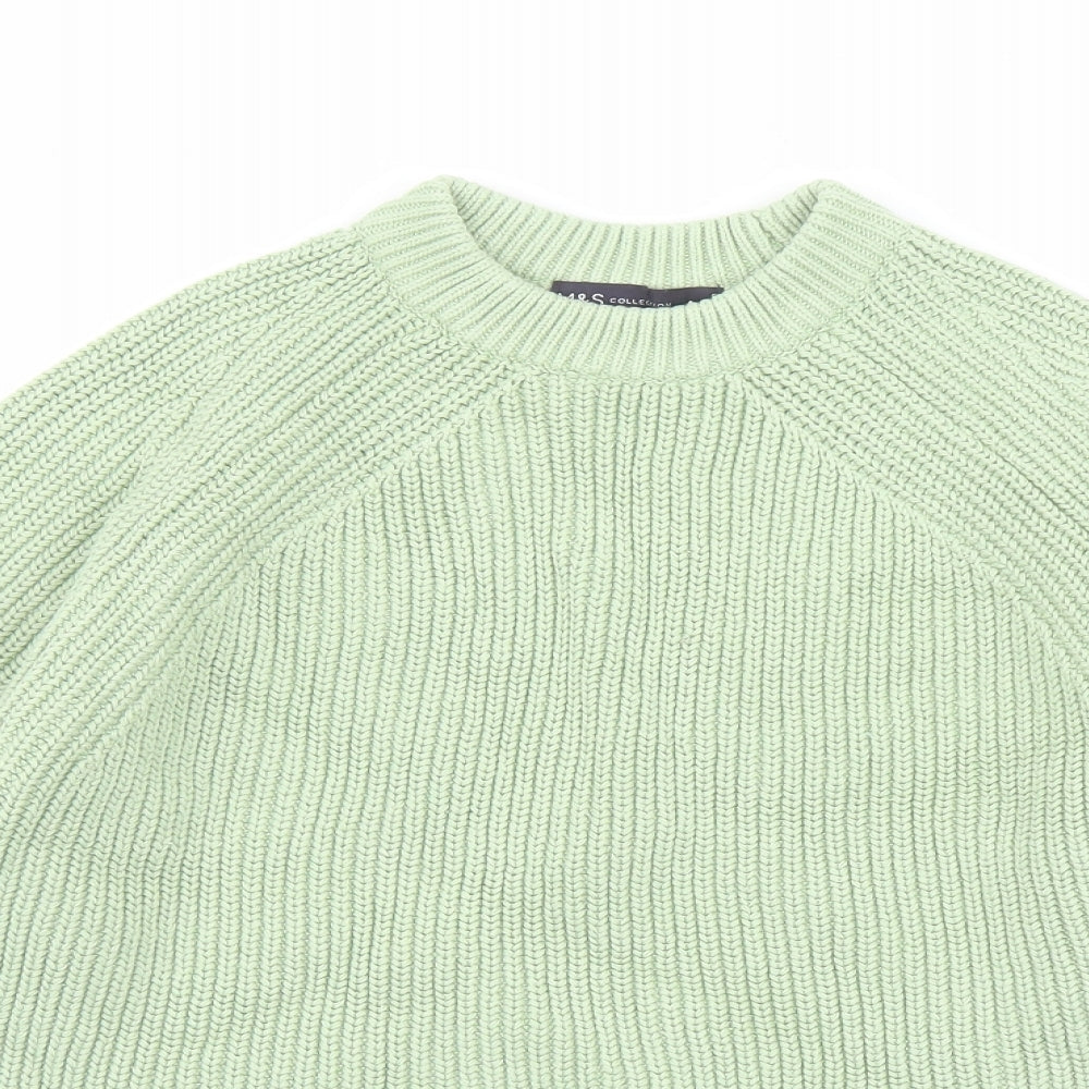 Marks and Spencer Womens Green Round Neck Acetate Pullover Jumper Size S