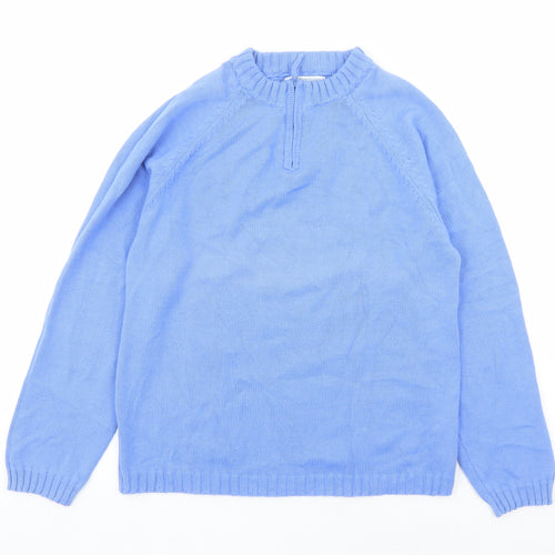Target Dry Womens Blue Round Neck Cotton Henley Jumper Size 12