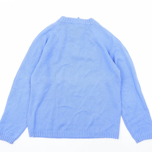 Target Dry Womens Blue Round Neck Cotton Henley Jumper Size 12