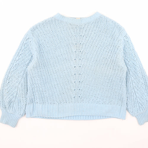 H&M Womens Blue Round Neck Polyester Pullover Jumper Size L