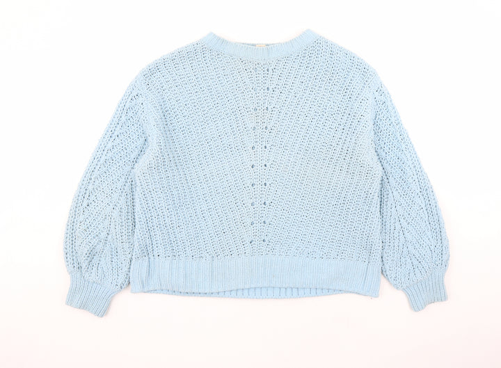 H&M Womens Blue Round Neck Polyester Pullover Jumper Size L