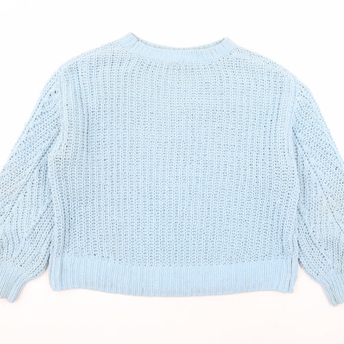 H&M Womens Blue Round Neck Polyester Pullover Jumper Size L