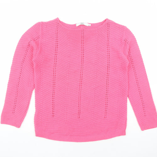 EWM Womens Pink Boat Neck Acrylic Pullover Jumper Size 10 - Size 10-12