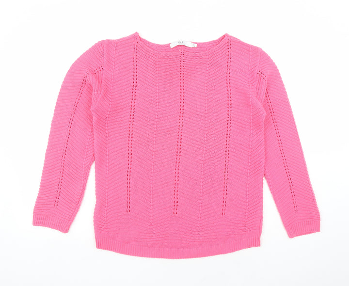 EWM Womens Pink Boat Neck Acrylic Pullover Jumper Size 10 - Size 10-12