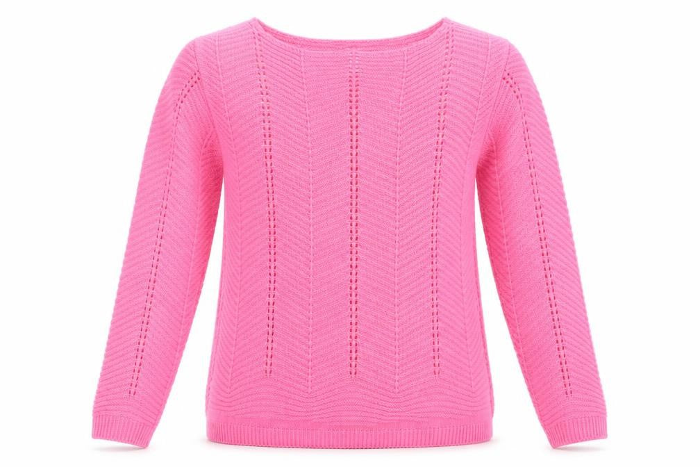 EWM Womens Pink Boat Neck Acrylic Pullover Jumper Size 10 - Size 10-12