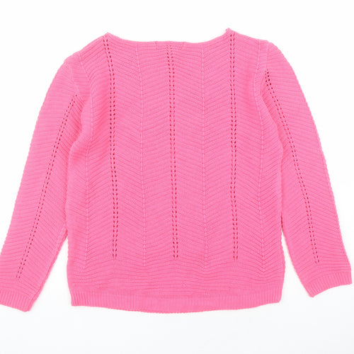 EWM Womens Pink Boat Neck Acrylic Pullover Jumper Size 10 - Size 10-12