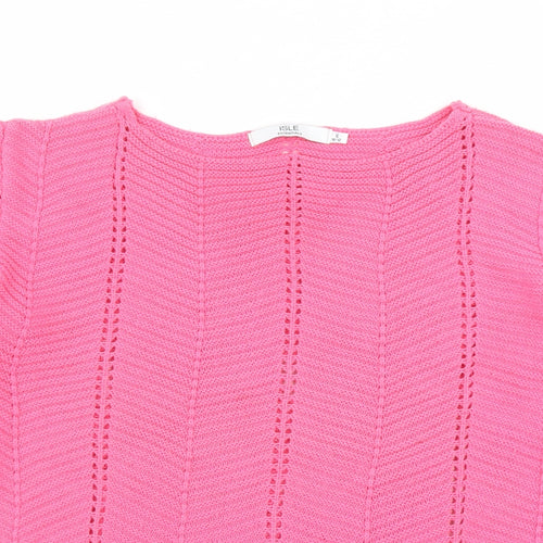 EWM Womens Pink Boat Neck Acrylic Pullover Jumper Size 10 - Size 10-12