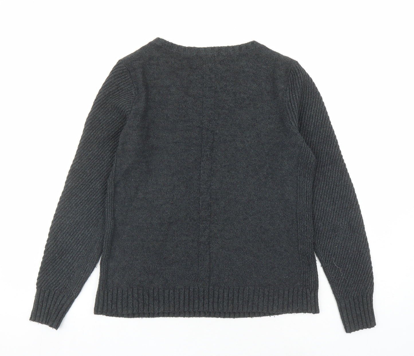 Laura Ashley Womens Grey V-Neck Acrylic Pullover Jumper Size 12