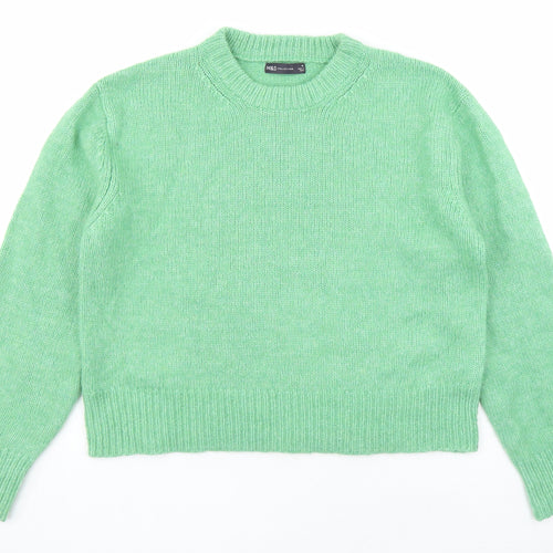 Marks and Spencer Womens Green Round Neck Polyester Pullover Jumper Size M