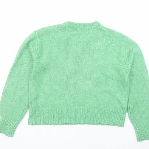 Marks and Spencer Womens Green Round Neck Polyester Pullover Jumper Size M