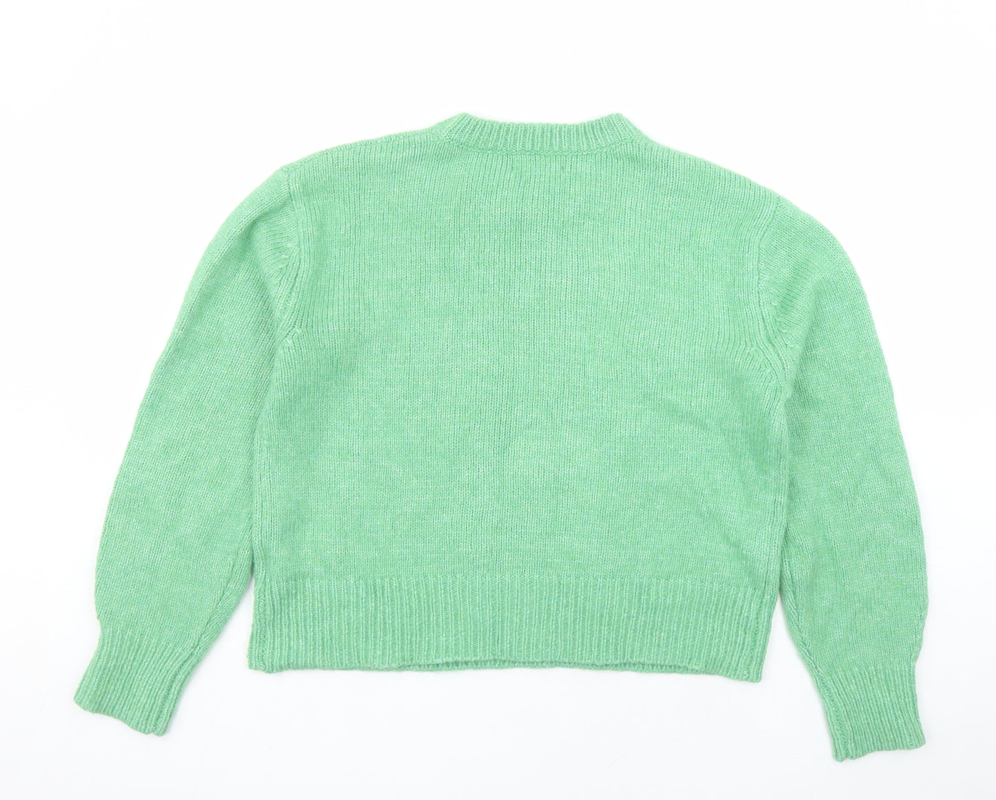 Marks and Spencer Womens Green Round Neck Polyester Pullover Jumper Size M