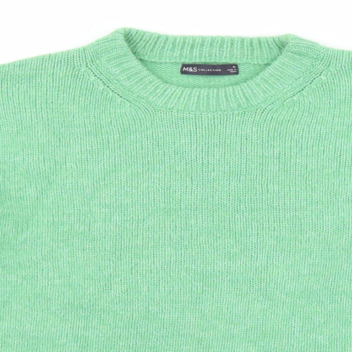 Marks and Spencer Womens Green Round Neck Polyester Pullover Jumper Size M
