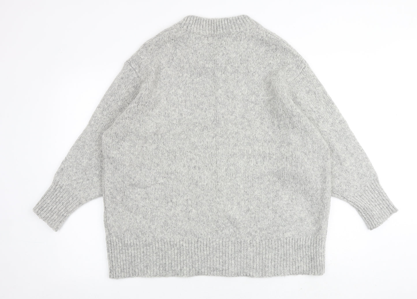 Zara Womens Grey Round Neck Acrylic Pullover Jumper Size S