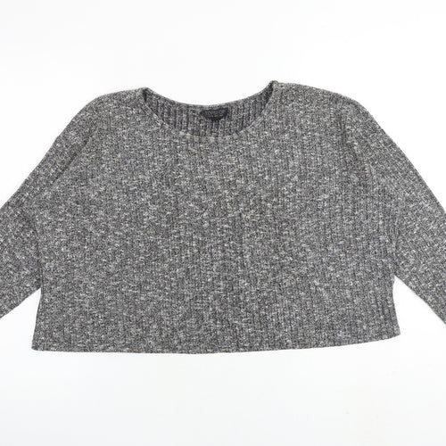 Topshop Womens Grey Polyester Basic T-Shirt Size 8 Round Neck