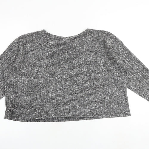 Topshop Womens Grey Polyester Basic T-Shirt Size 8 Round Neck