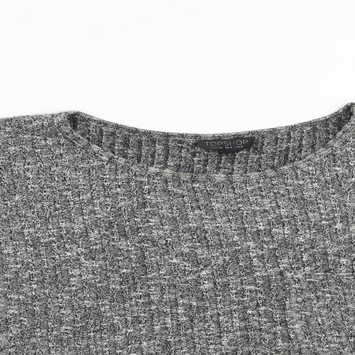 Topshop Womens Grey Polyester Basic T-Shirt Size 8 Round Neck