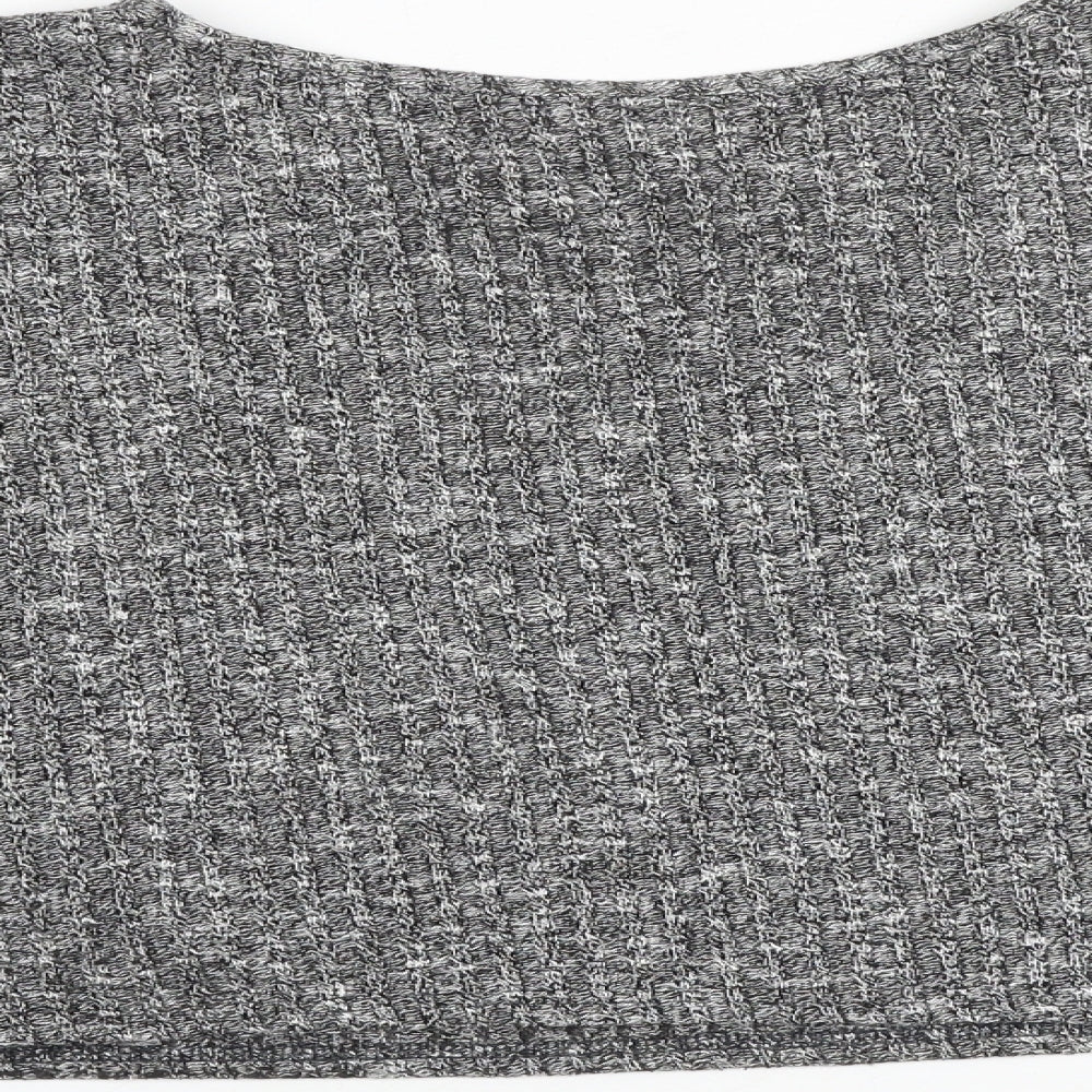 Topshop Womens Grey Polyester Basic T-Shirt Size 8 Round Neck