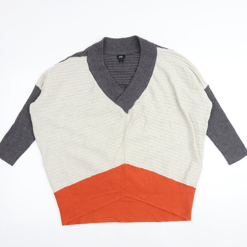 River Island Womens Multicoloured V-Neck Viscose Pullover Jumper Size S