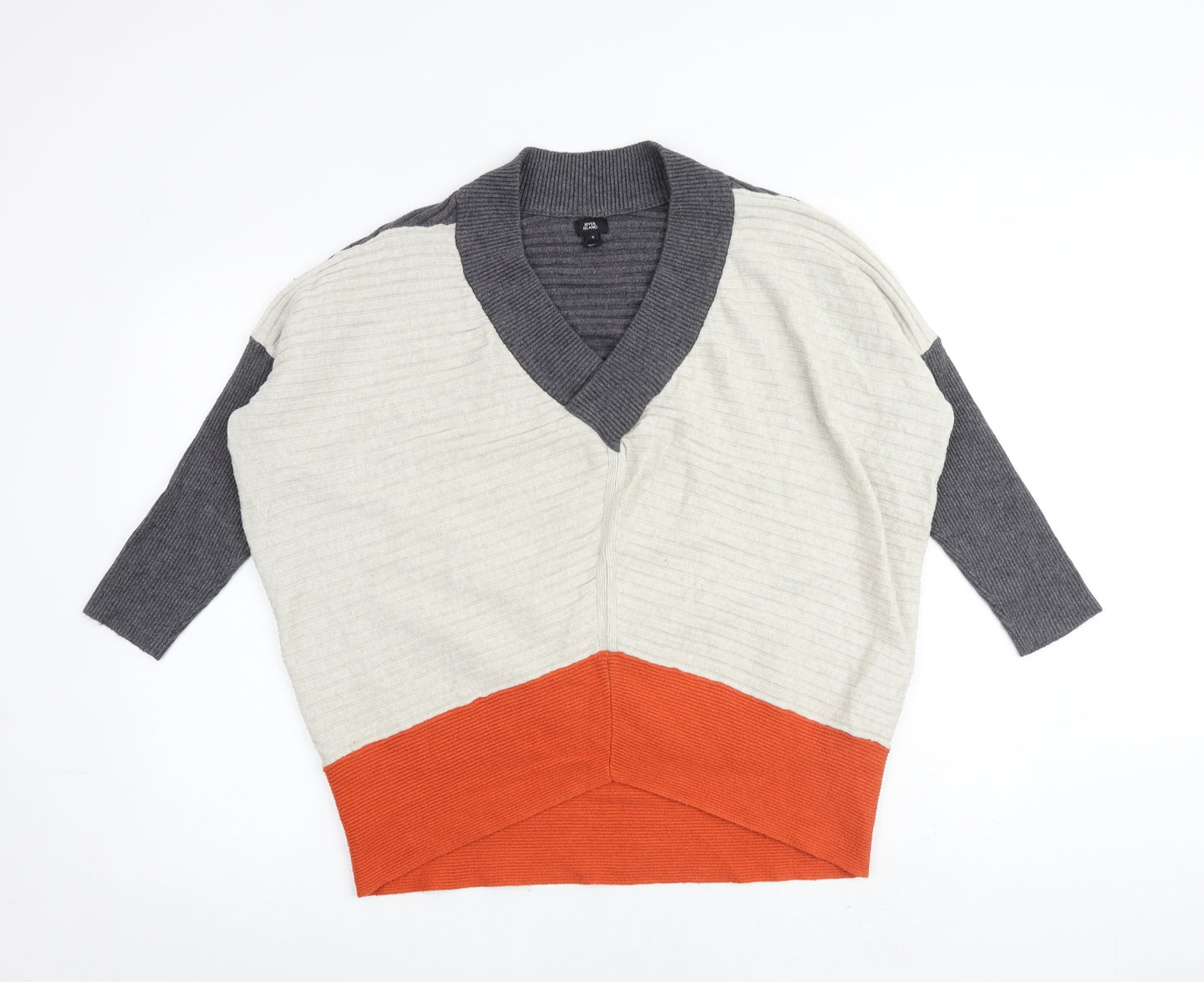 River Island Womens Multicoloured V-Neck Viscose Pullover Jumper Size S