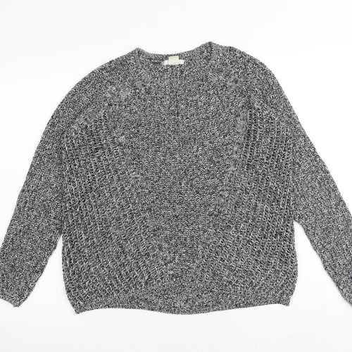 H&M Womens Black Round Neck Cotton Pullover Jumper Size S