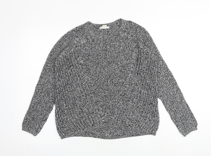 H&M Womens Black Round Neck Cotton Pullover Jumper Size S