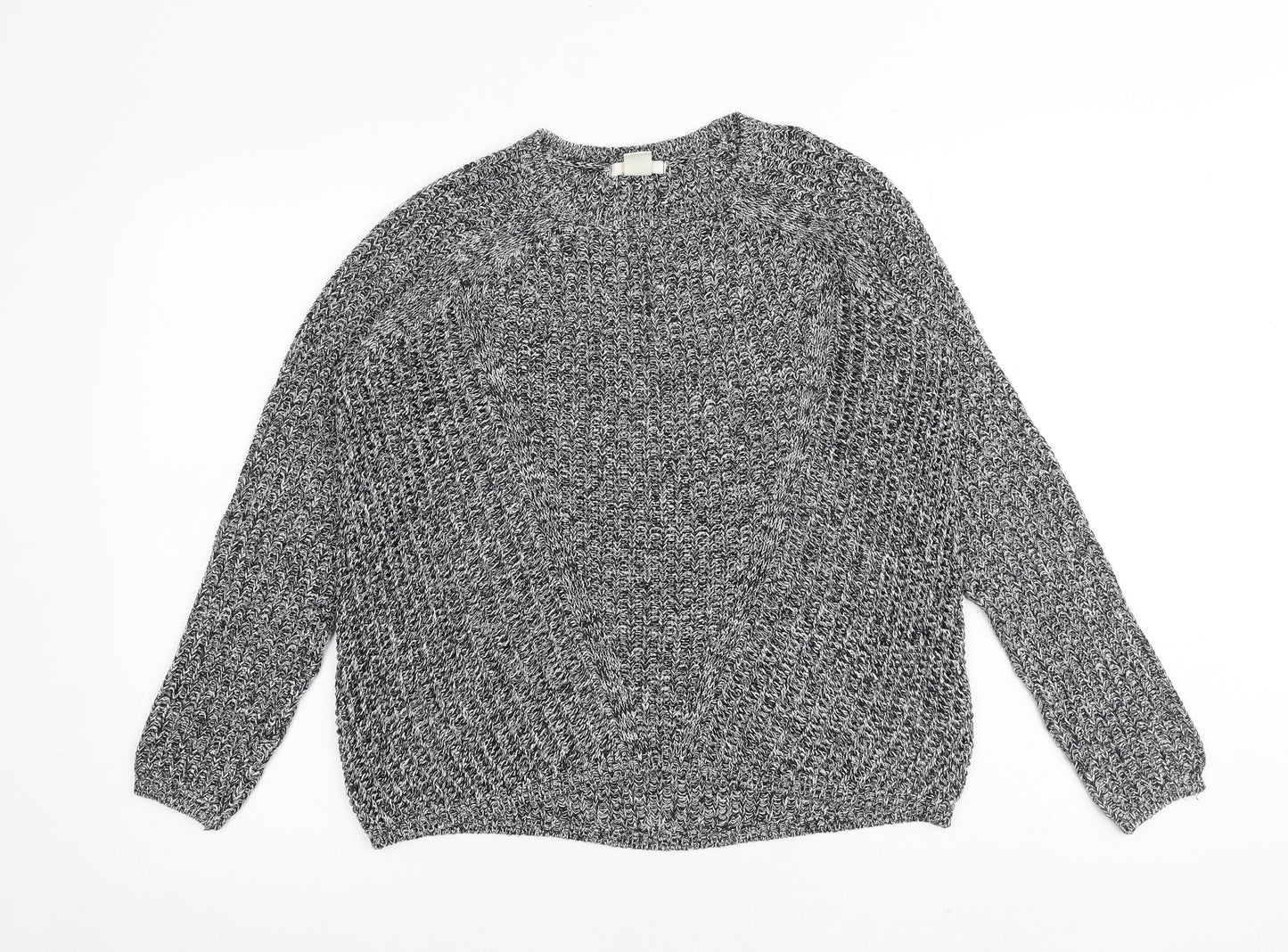 H&M Womens Black Round Neck Cotton Pullover Jumper Size S