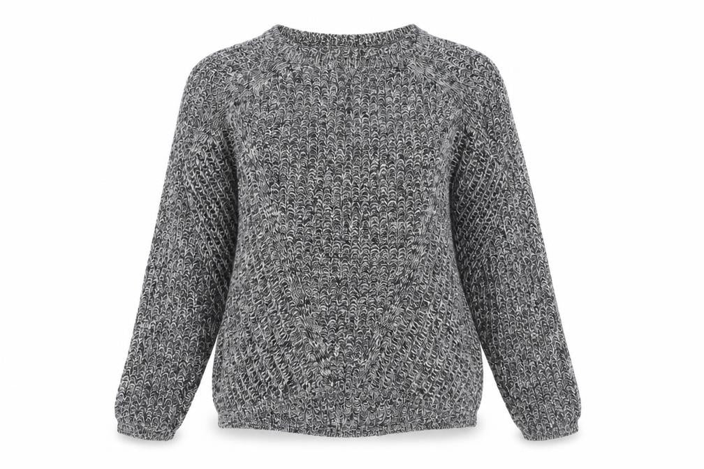 Front view of H&M women’s black round neck cotton jumper, size S