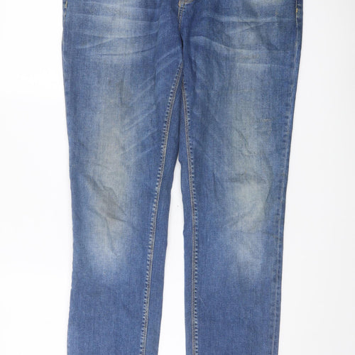 Devred Mens Blue Cotton Straight Jeans Size 36 in L33 in Slim Button
