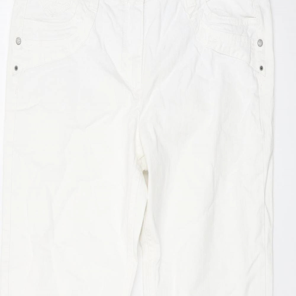 George Womens White Cotton Bootcut Jeans Size 14 L30 in Regular Button