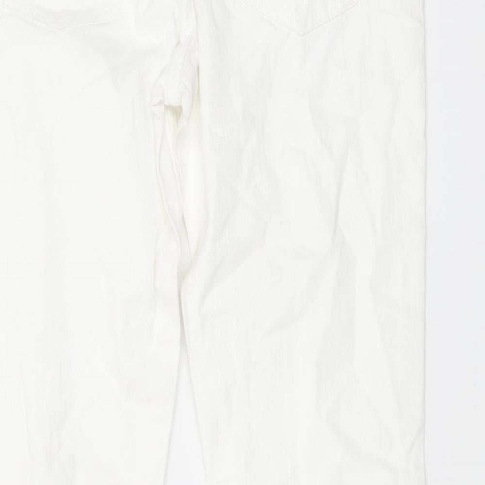 George Womens White Cotton Bootcut Jeans Size 14 L30 in Regular Button