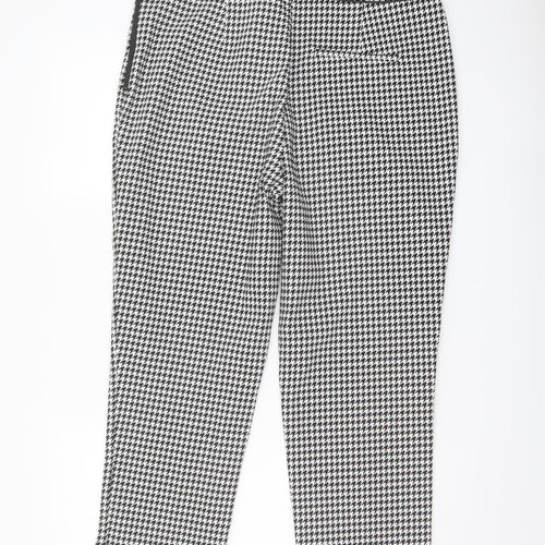 Oasis Womens Black Geometric Polyester Chino Trousers Size 16 L24 in Regular Zip