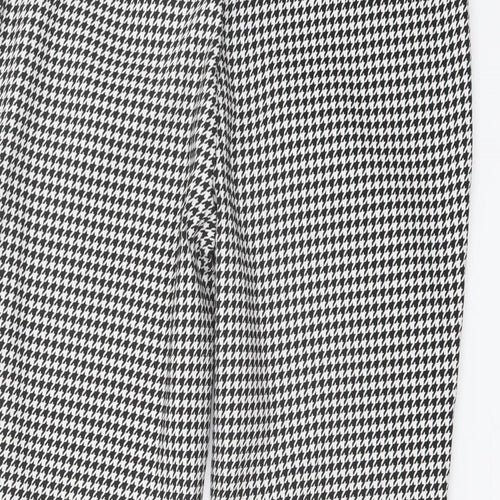 Oasis Womens Black Geometric Polyester Chino Trousers Size 16 L24 in Regular Zip