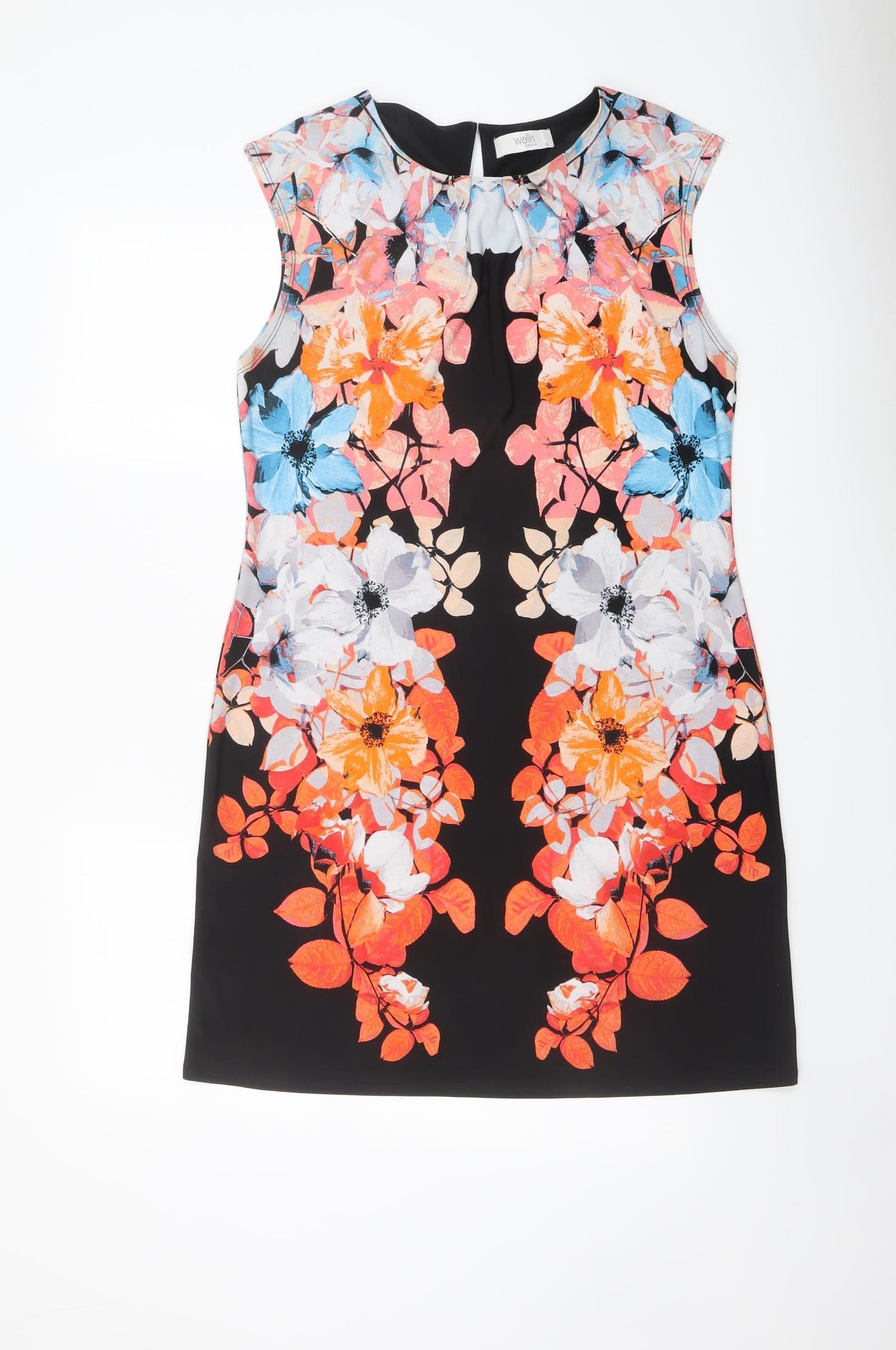 Wallis Womens Multicoloured Floral Polyester Sheath Size M Round Neck Button