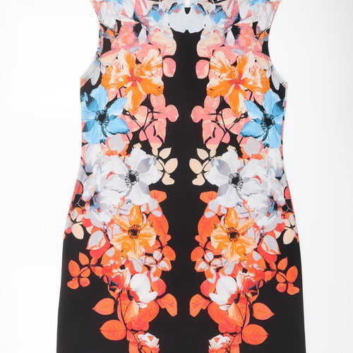 Wallis Womens Multicoloured Floral Polyester Sheath Size M Round Neck Button