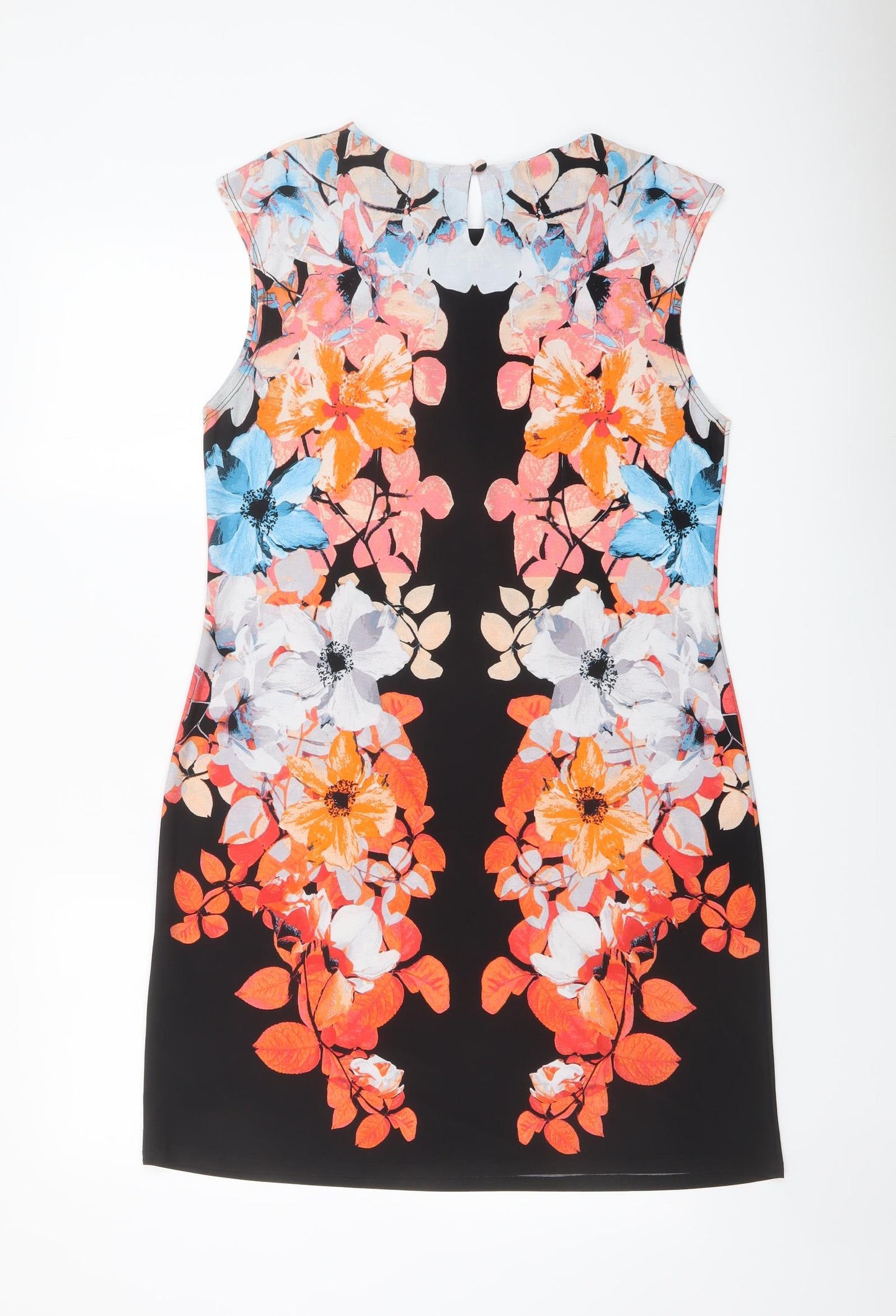 Wallis Womens Multicoloured Floral Polyester Sheath Size M Round Neck Button