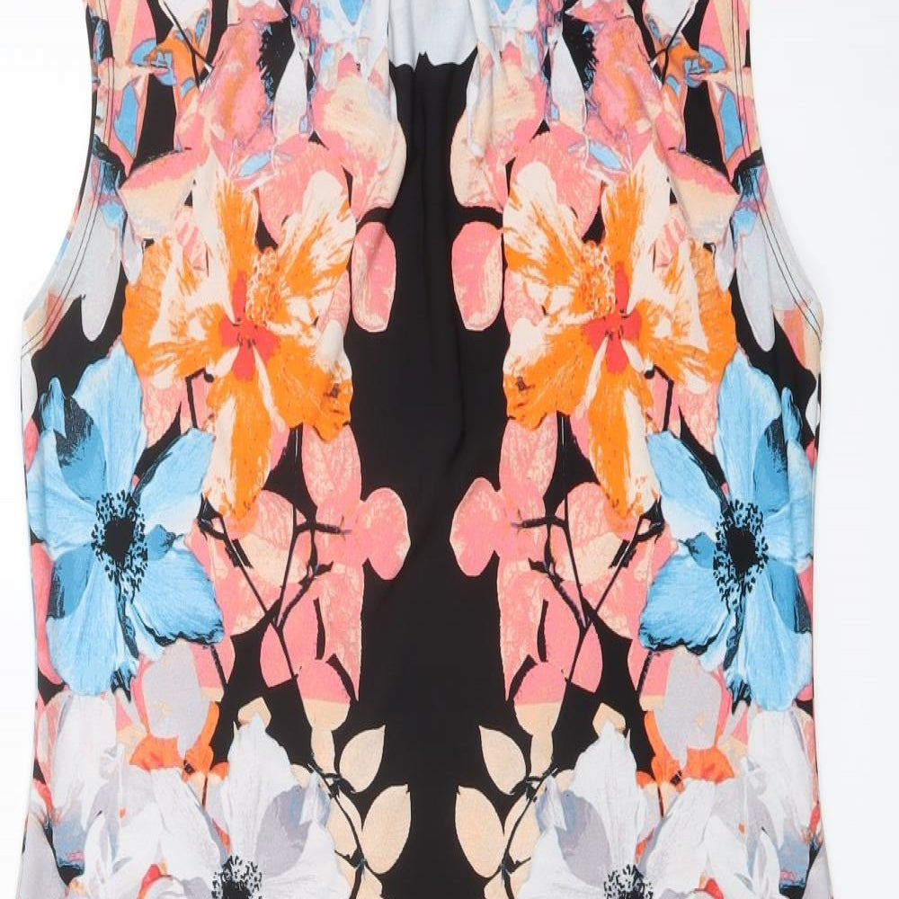 Wallis Womens Multicoloured Floral Polyester Sheath Size M Round Neck Button