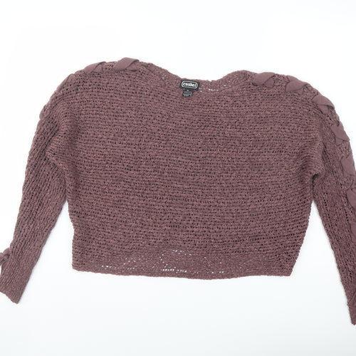 Cashel Womens Purple Boat Neck Acrylic Pullover Jumper Size XL