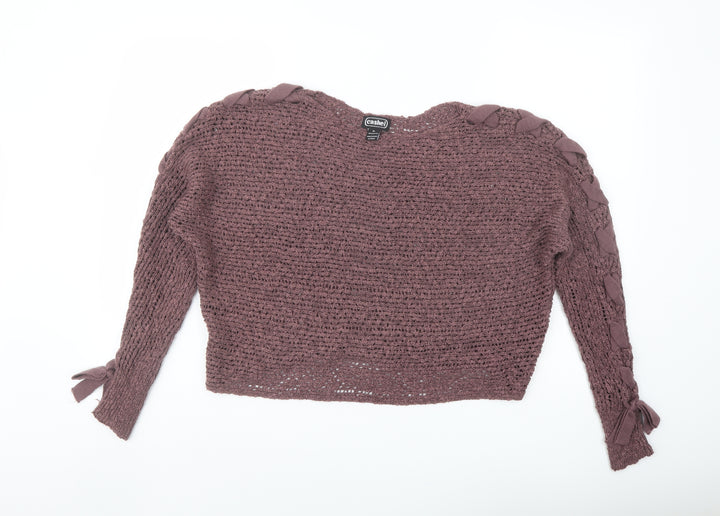 Cashel Womens Purple Boat Neck Acrylic Pullover Jumper Size XL