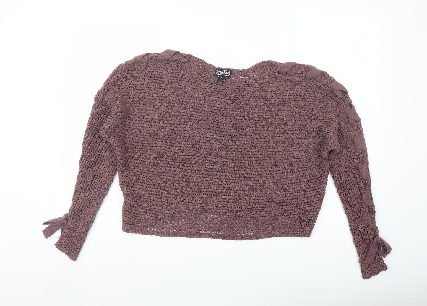 Cashel Womens Purple Boat Neck Acrylic Pullover Jumper Size XL