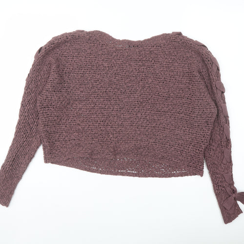 Cashel Womens Purple Boat Neck Acrylic Pullover Jumper Size XL