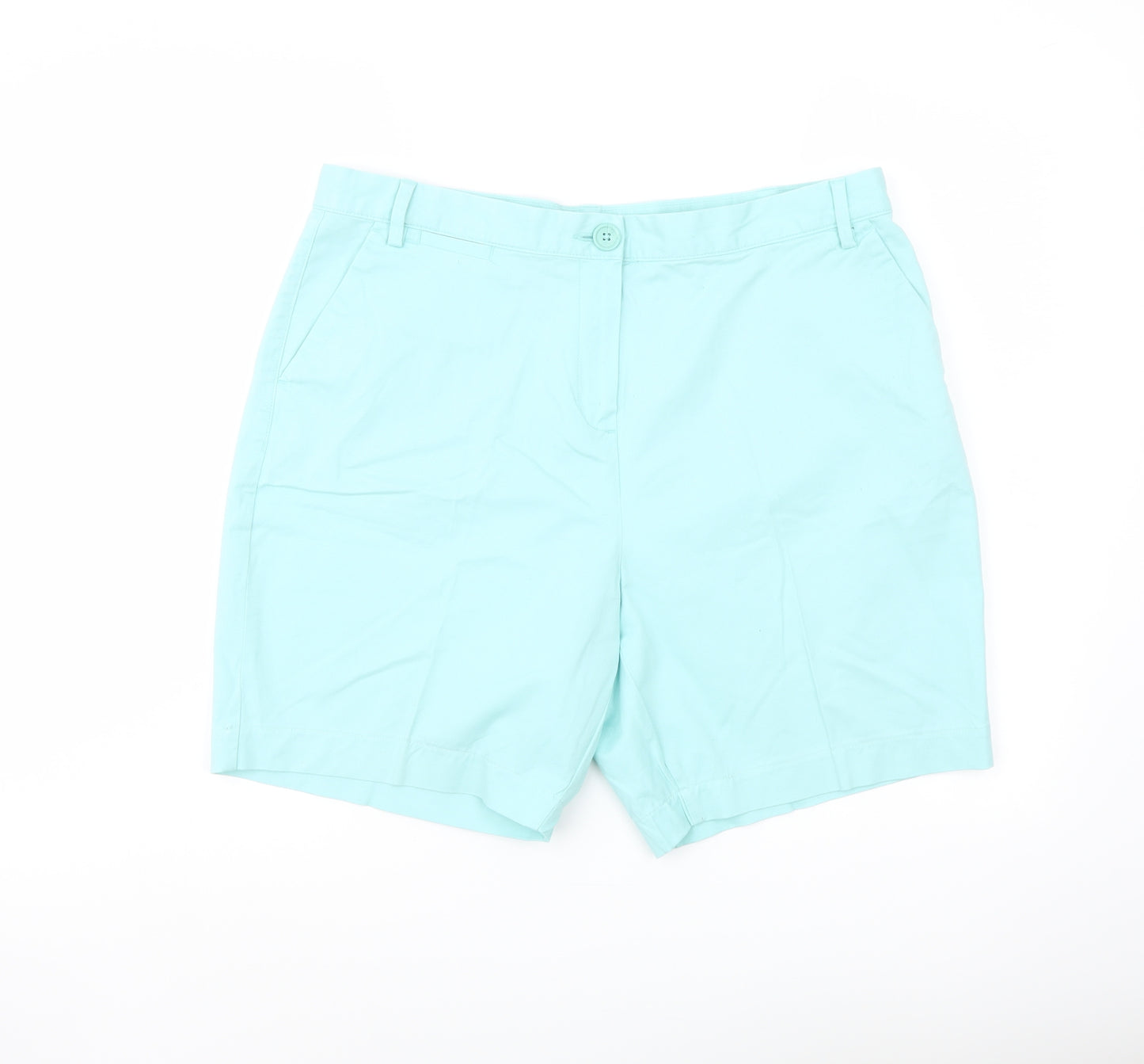 Marks and Spencer Womens Green Cotton Bermuda Shorts Size 14 L7 in Regular Button