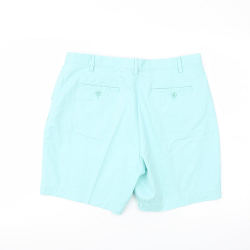 Marks and Spencer Womens Green Cotton Bermuda Shorts Size 14 L7 in Regular Button