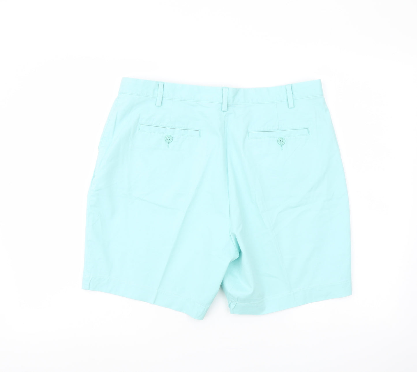Marks and Spencer Womens Green Cotton Bermuda Shorts Size 14 L7 in Regular Button