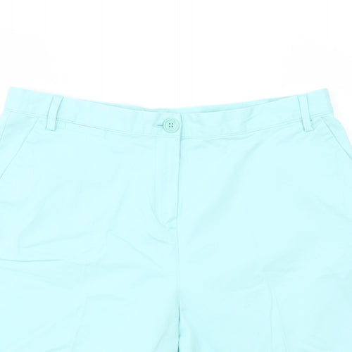Marks and Spencer Womens Green Cotton Bermuda Shorts Size 14 L7 in Regular Button