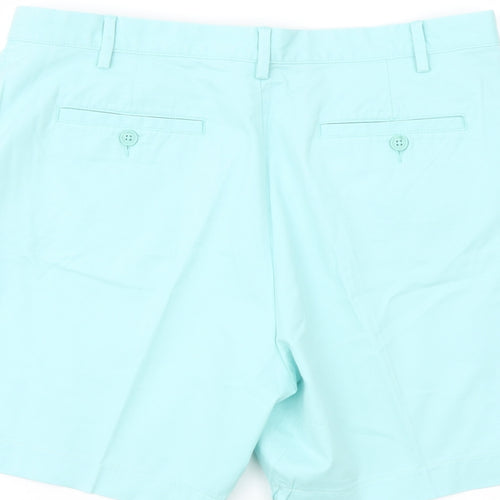 Marks and Spencer Womens Green Cotton Bermuda Shorts Size 14 L7 in Regular Button