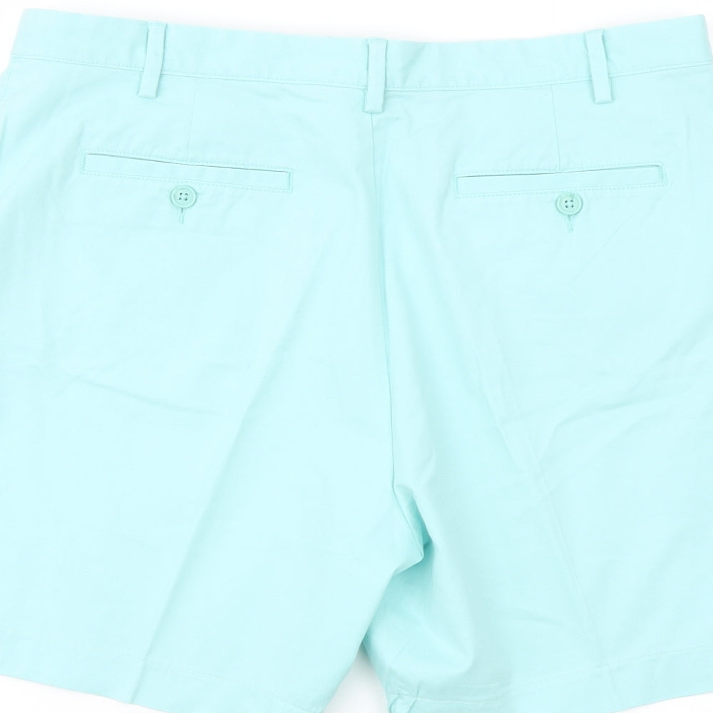 Marks and Spencer Womens Green Cotton Bermuda Shorts Size 14 L7 in Regular Button