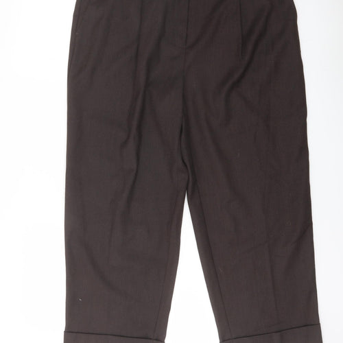 Per Una Womens Brown Wool Chino Trousers Size 16 L25 in Regular Button